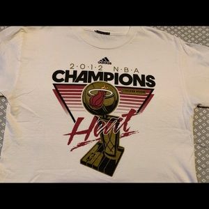 Vintage Adidas Miami Heat 2012 NBA Champions White T Shirt NBA